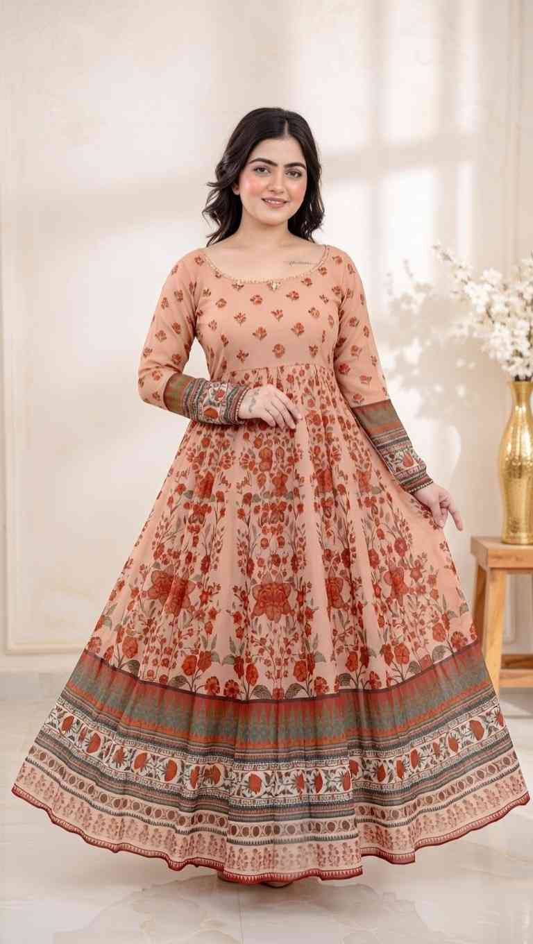Floral Print Georgette Stitched Anarkali Gown - Image 2