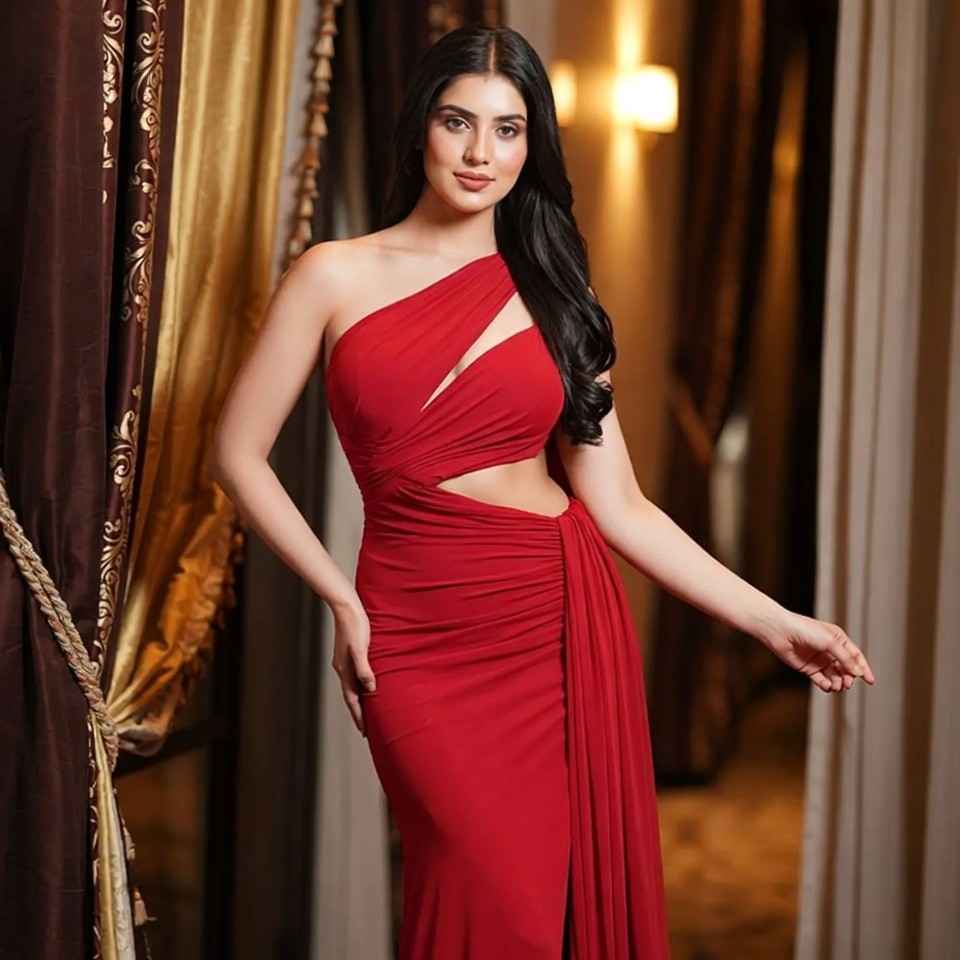 One-Shoulder Asymmetric Sleeveless Maxi Dress - Image 4