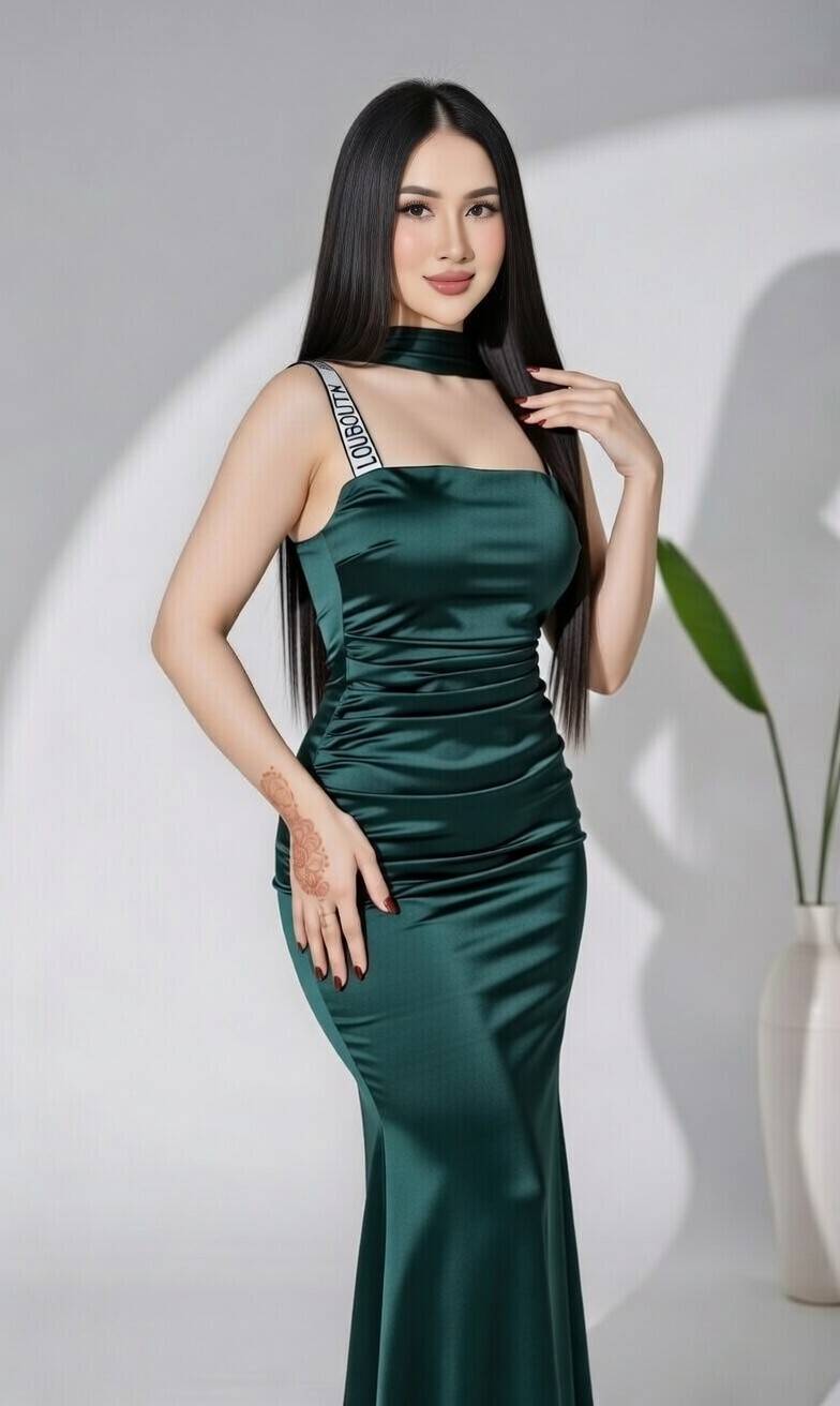 Satin High Neck Choker Maxi Dress - Image 5